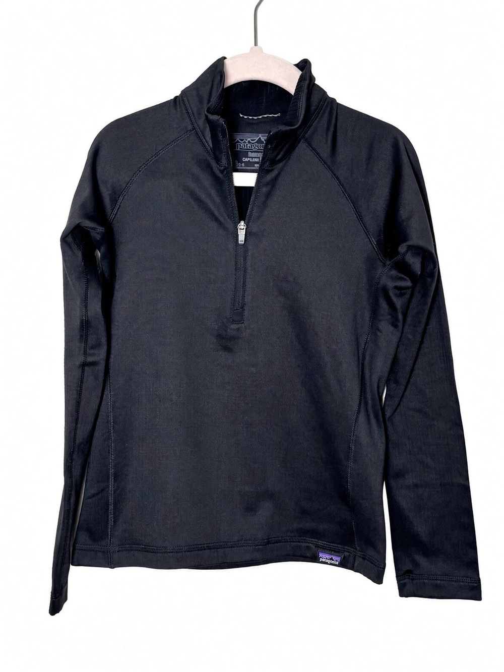 Patagonia Kids Heavyweight Capilene 1/4 Zip Baselayer XS 5-6 Black